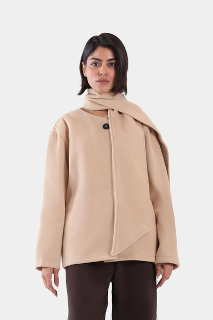 Coat With Detachable Scarf - Cougar Clothing