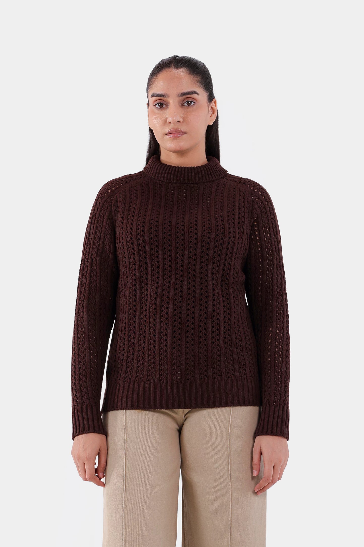 Crochet Knit Sweater - Cougar Clothing