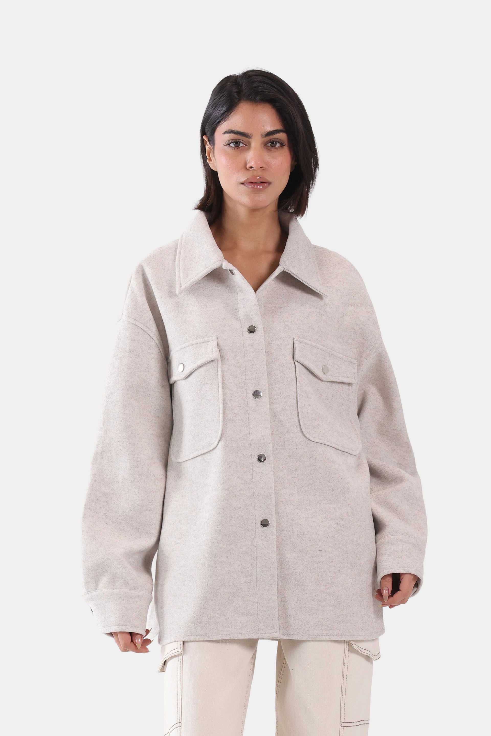 Melange Tweed Jacket With Flap Pockets - Cougar Clothing