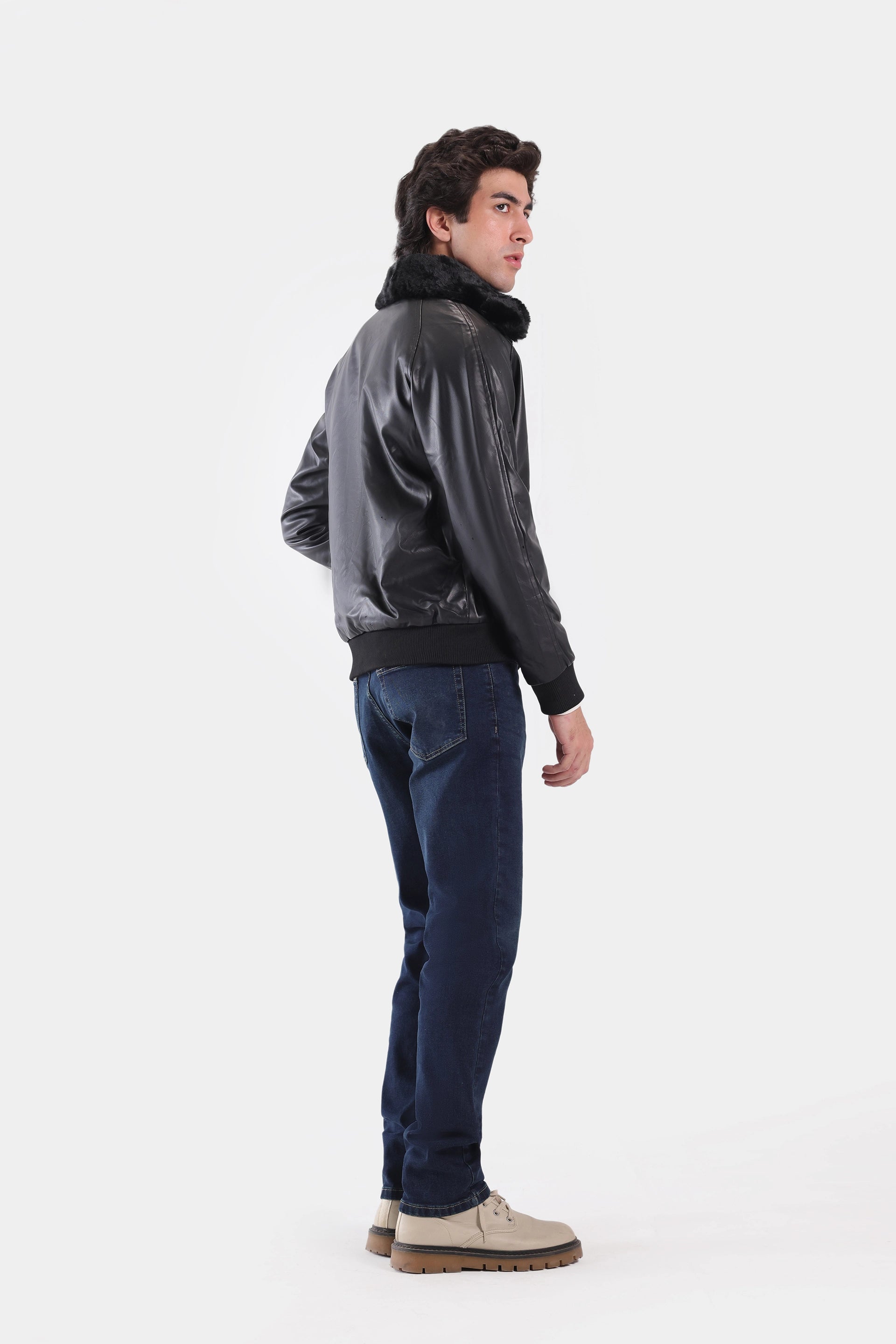 PU Jacket With Fur Collar - Cougar Clothing