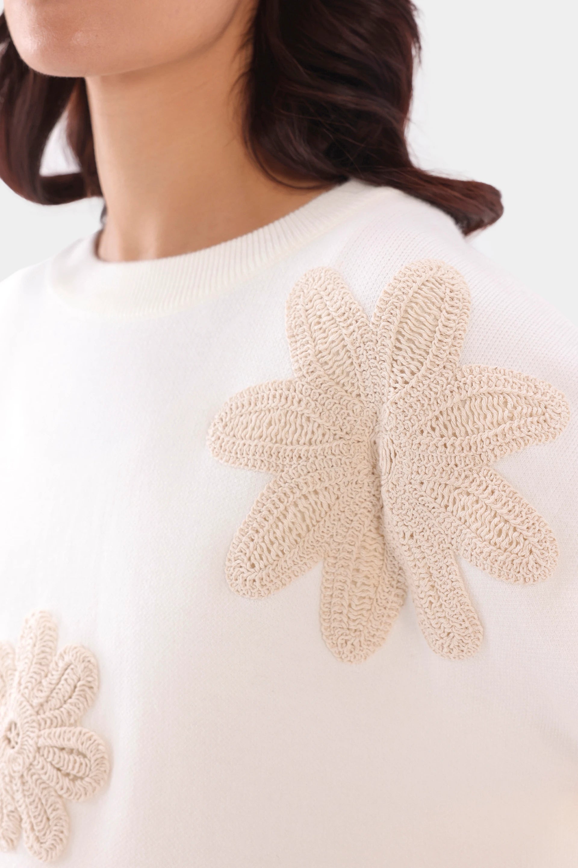 Embroidered Floral Knit Sweater - Cougar Clothing