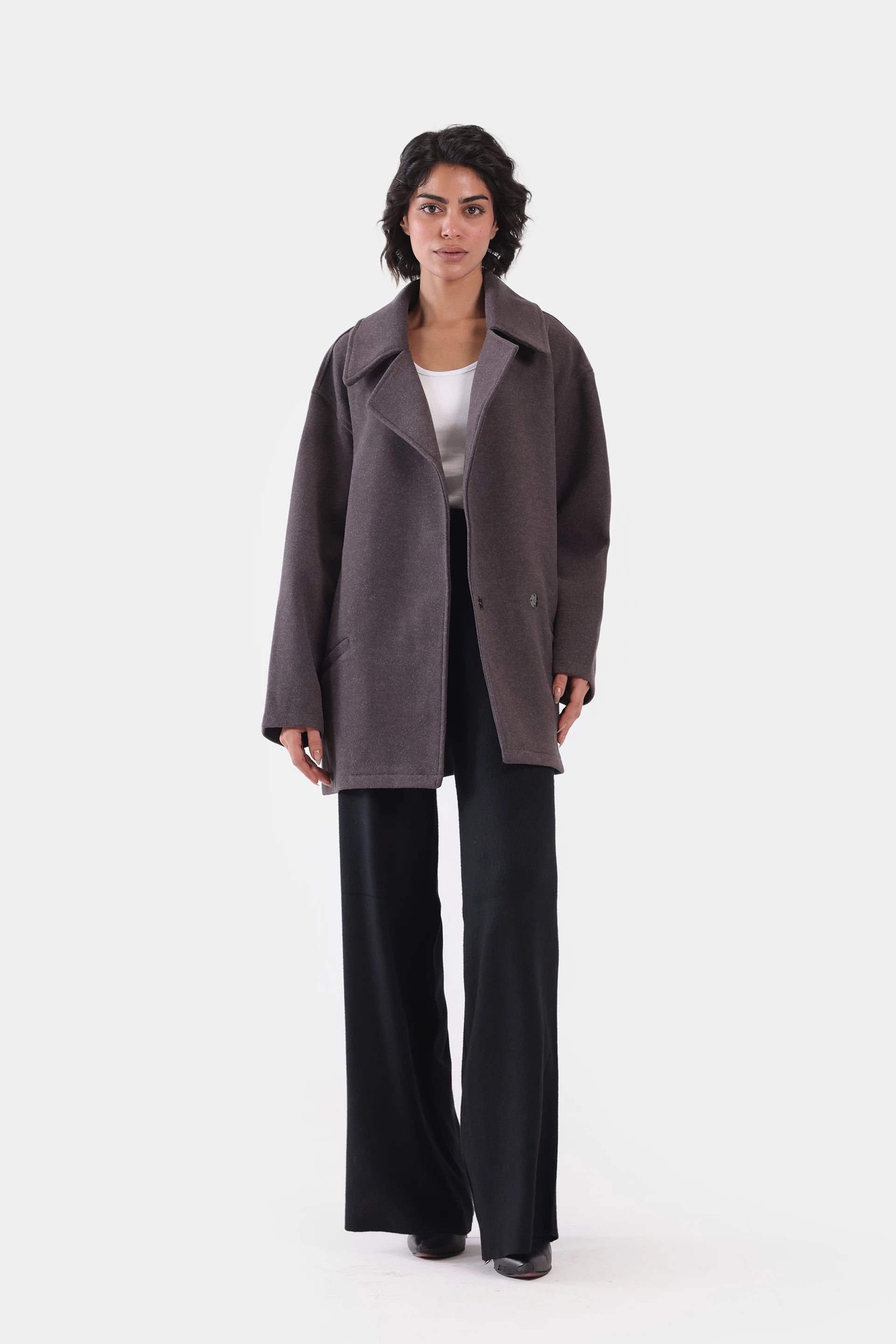 Lapel Collar Tweed Coat - Cougar Clothing