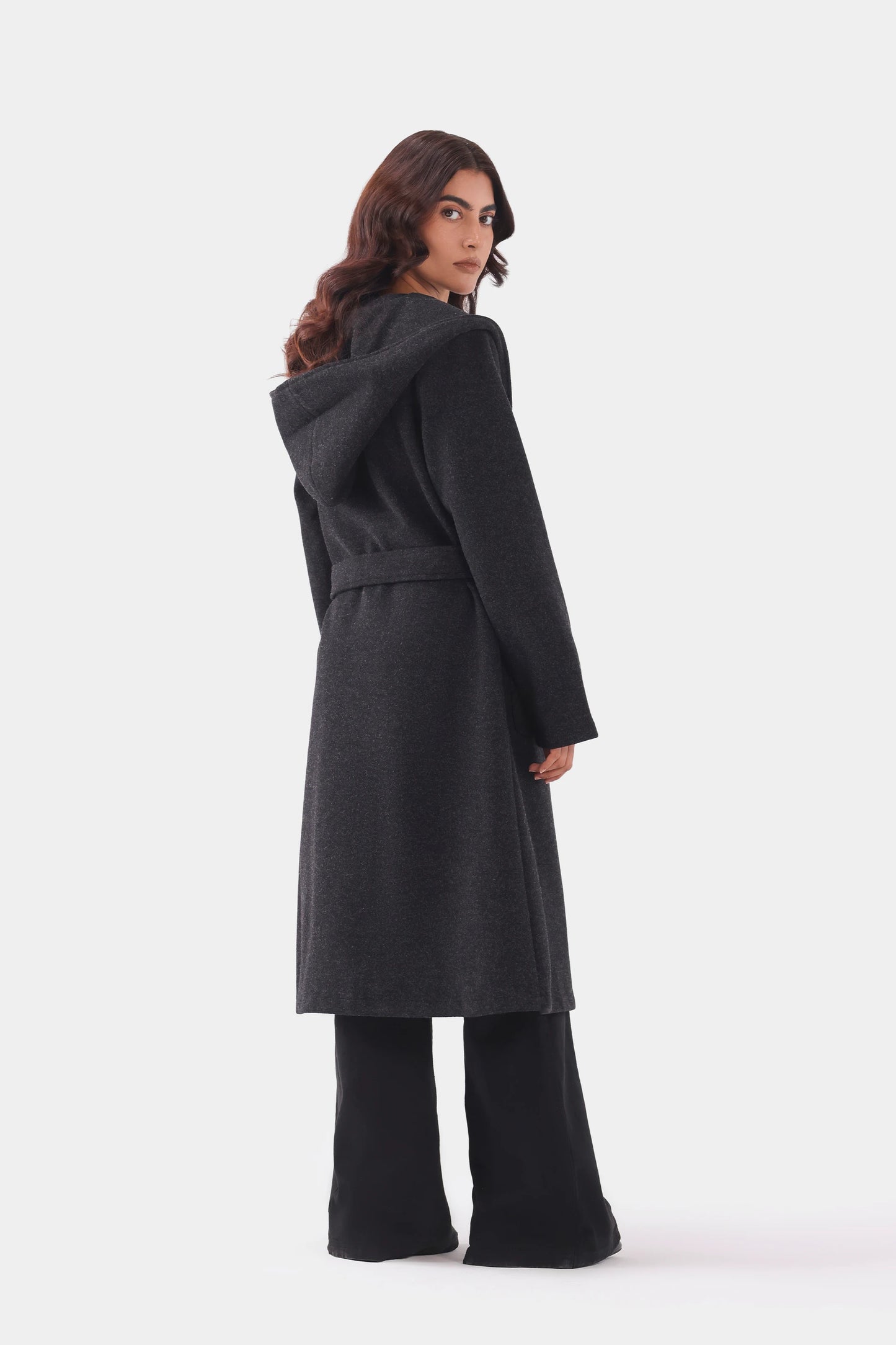 Hooded Belted Coat - Cougar Clothing