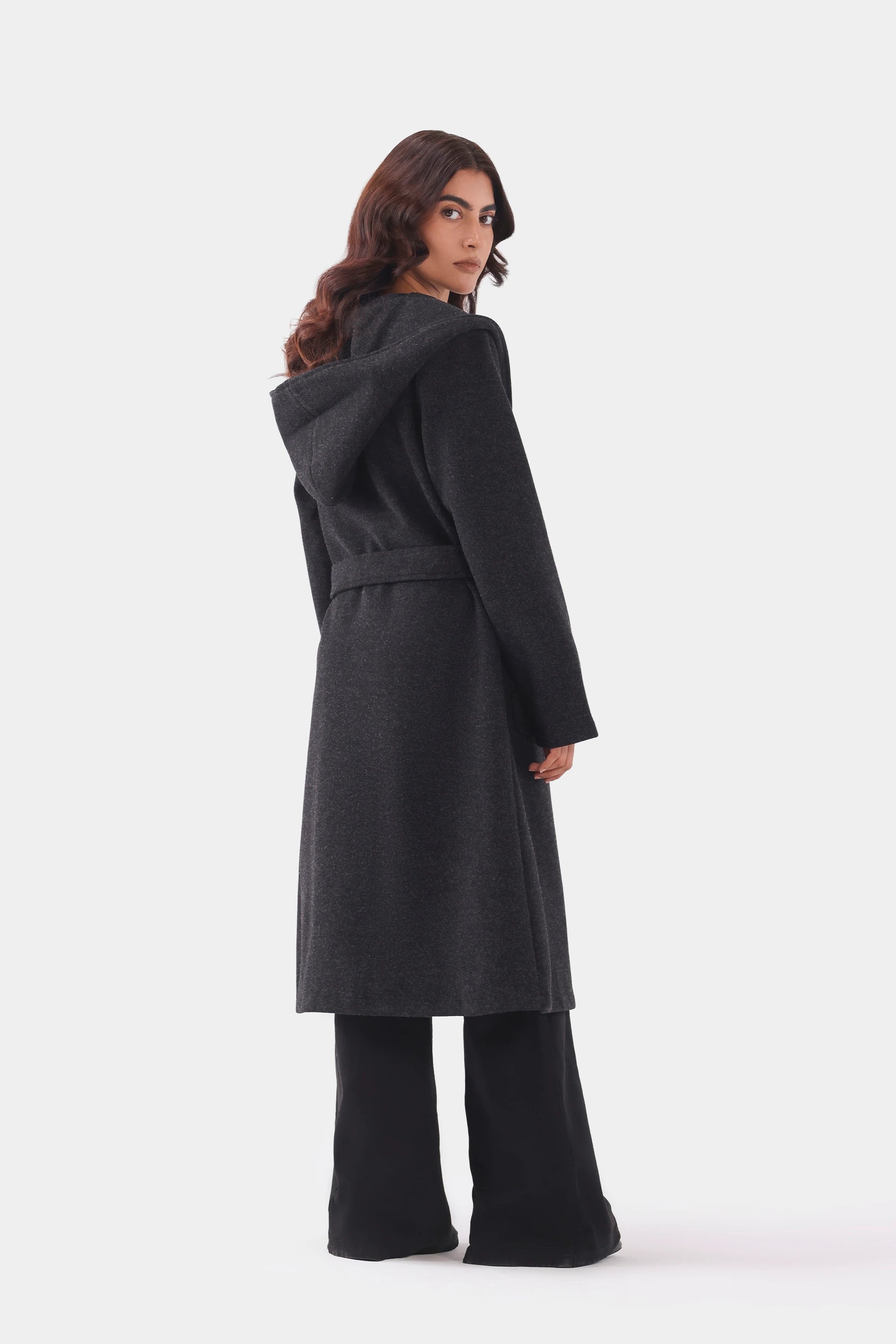 Hooded Belted Coat - Cougar Clothing