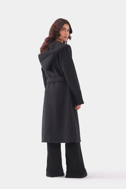Hooded Belted Coat - Cougar Clothing