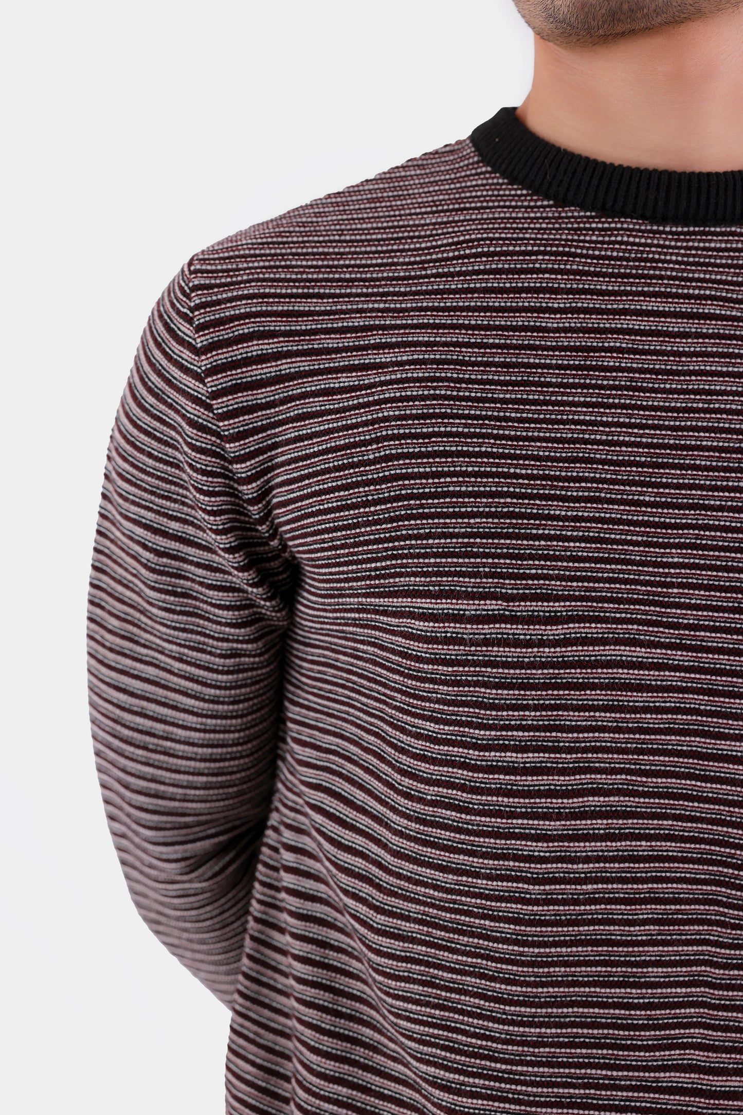 Crew Neck Striped Sweater - Cougar Clothing