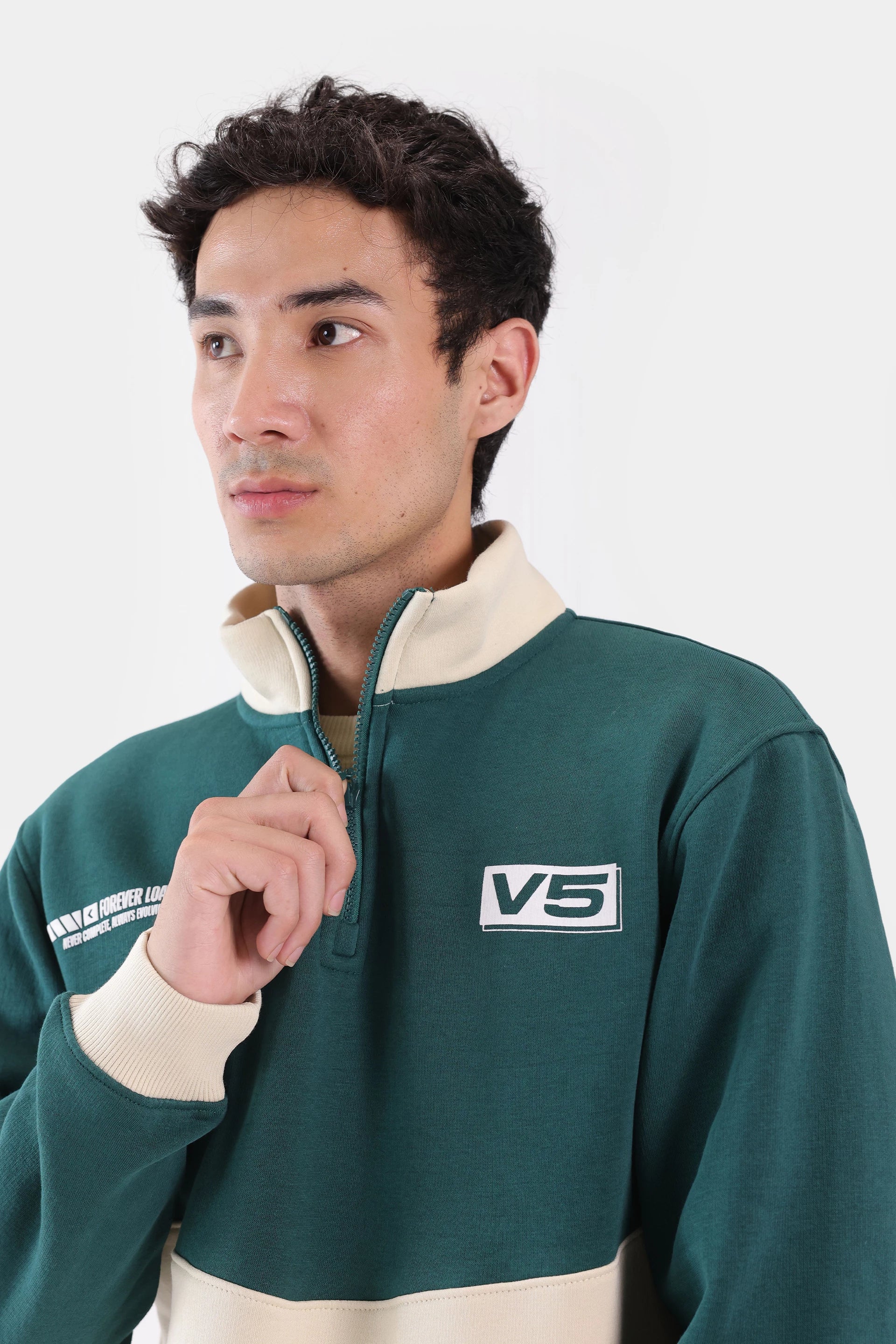 Quarter Zip Paneled Sweatshirt - Cougar Clothing