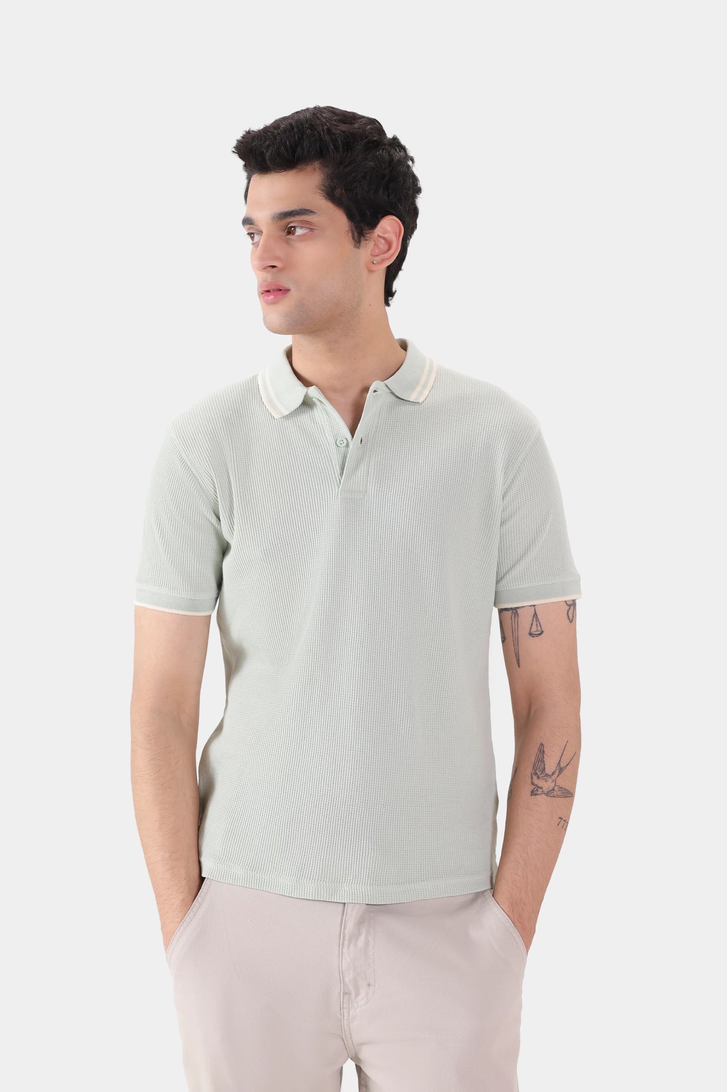 Waffle Knit Polo - Cougar Clothing