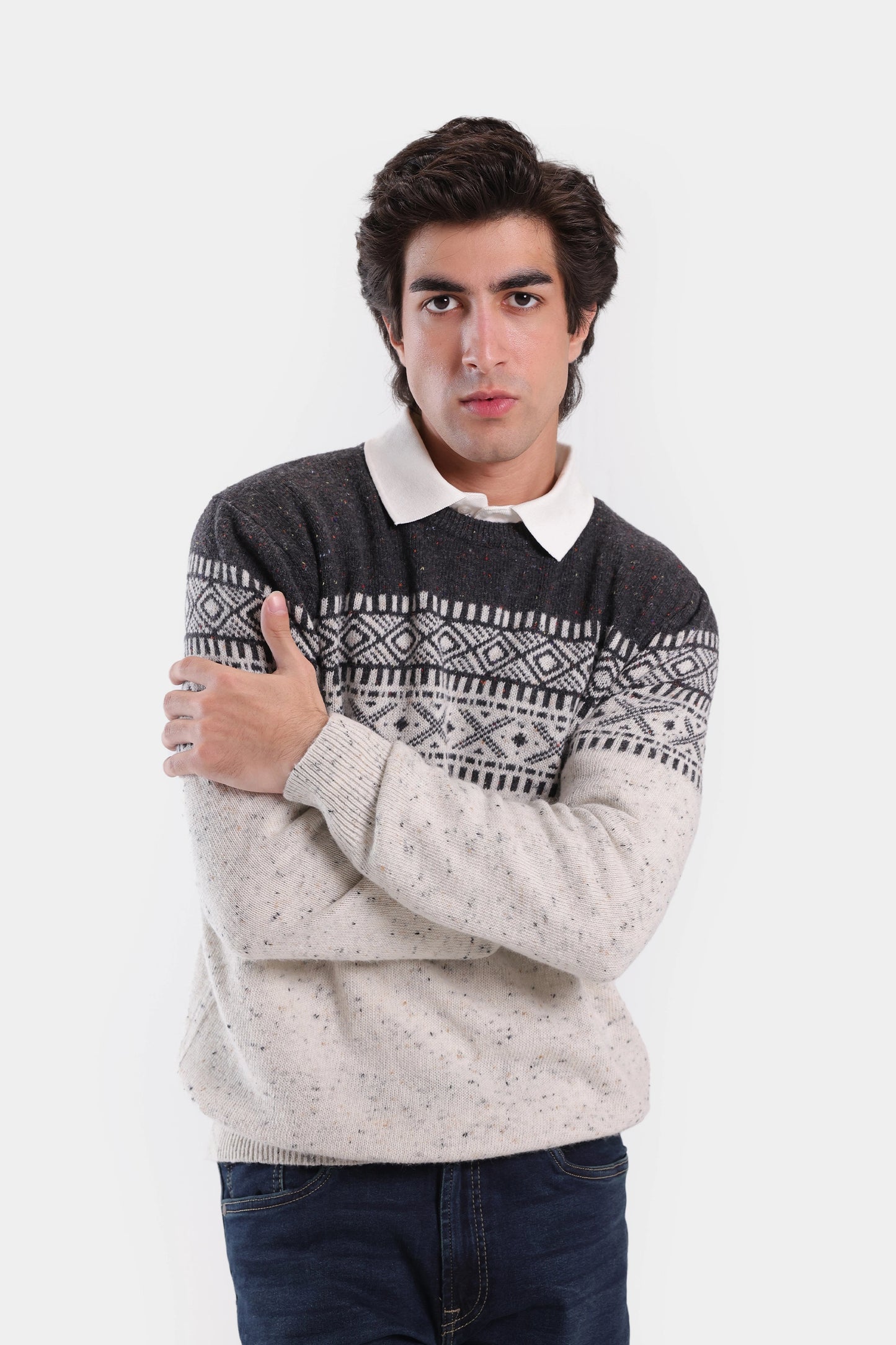 Contrast Patterned Sweater - Cougar Clothing