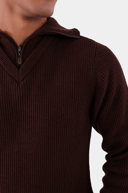 Zipper Collared Sweater - Cougar Clothing