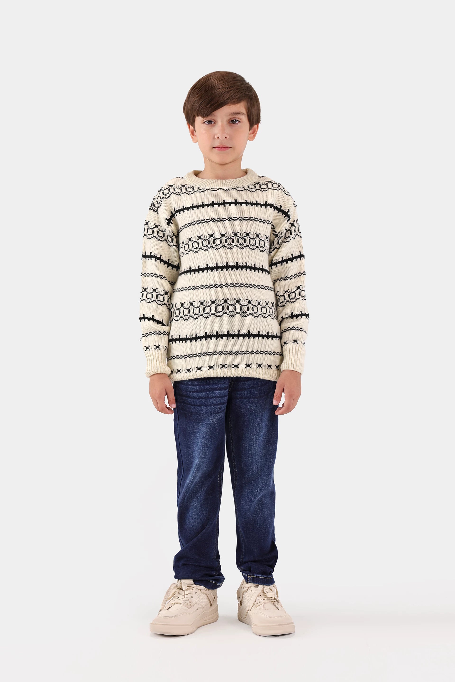 Contrast Pattern Knit Sweater - Cougar Clothing