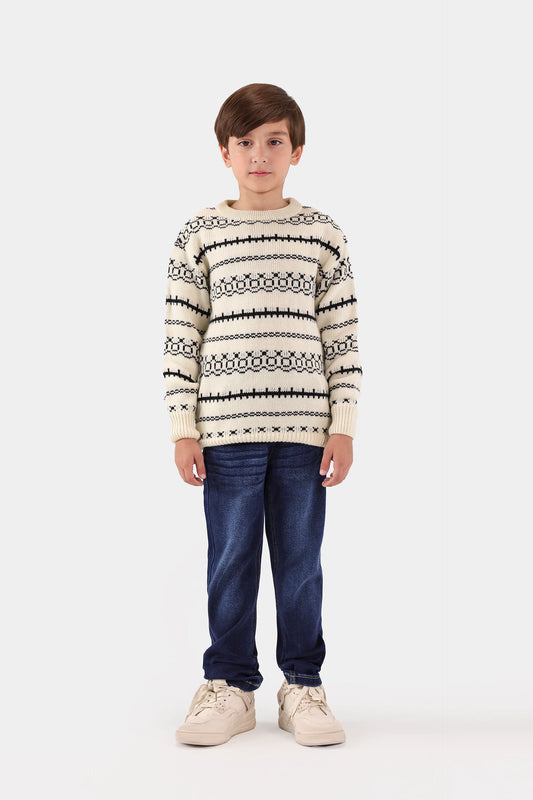 Contrast Pattern Knit Sweater - Cougar Clothing
