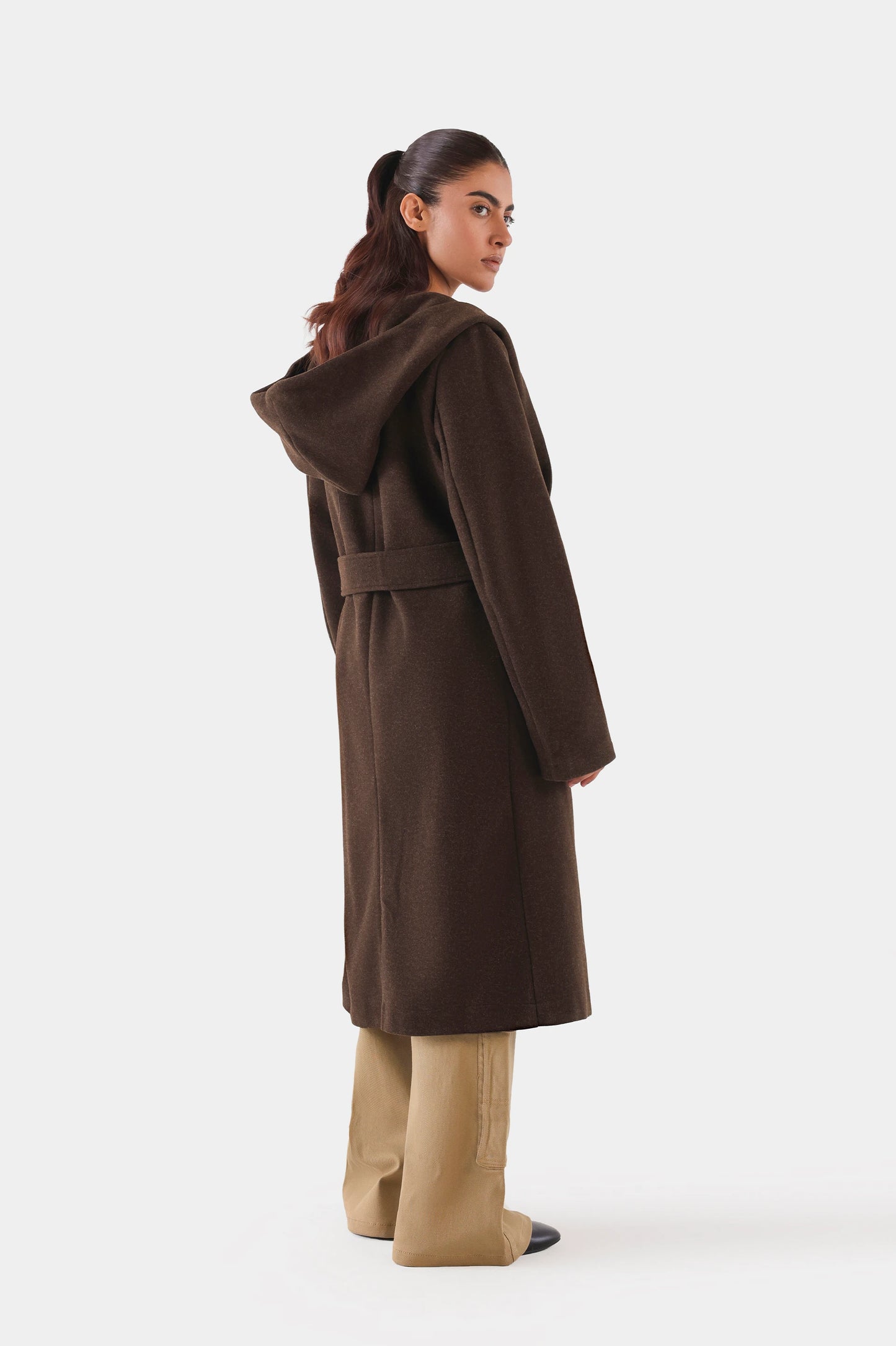 Hooded Belted Coat - Cougar Clothing