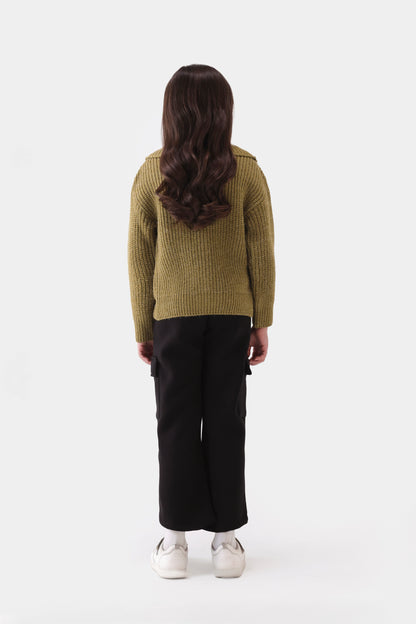 Ribbed Knit Collared Cardigan - Cougar Clothing