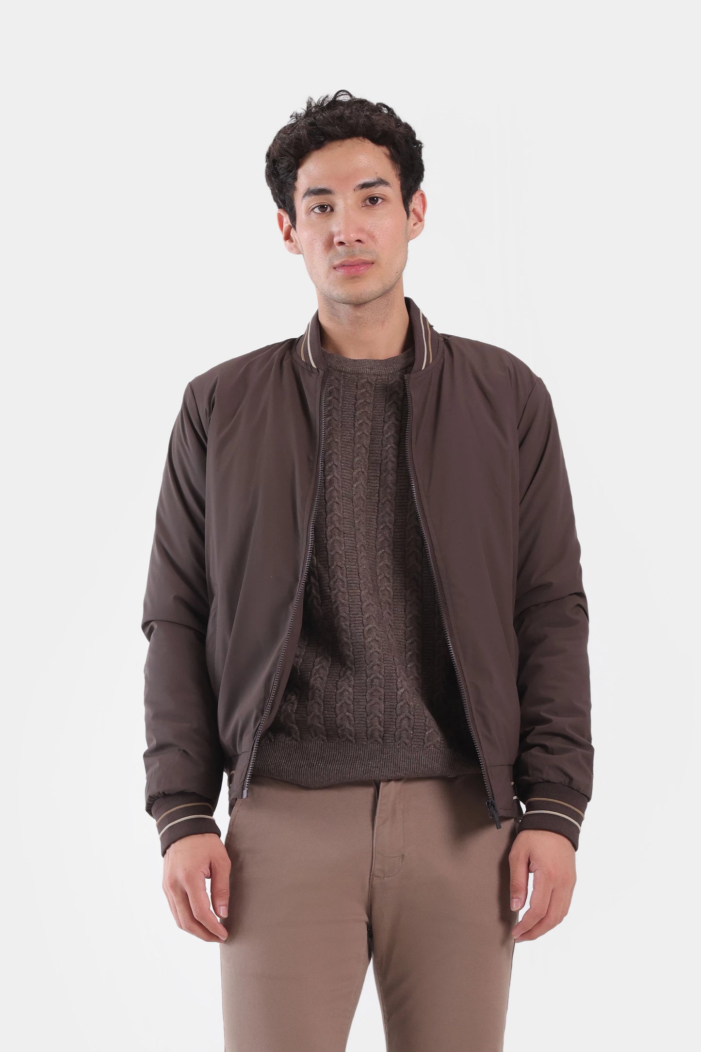 Contrast Ribbed Bomber Jacket - Cougar Clothing