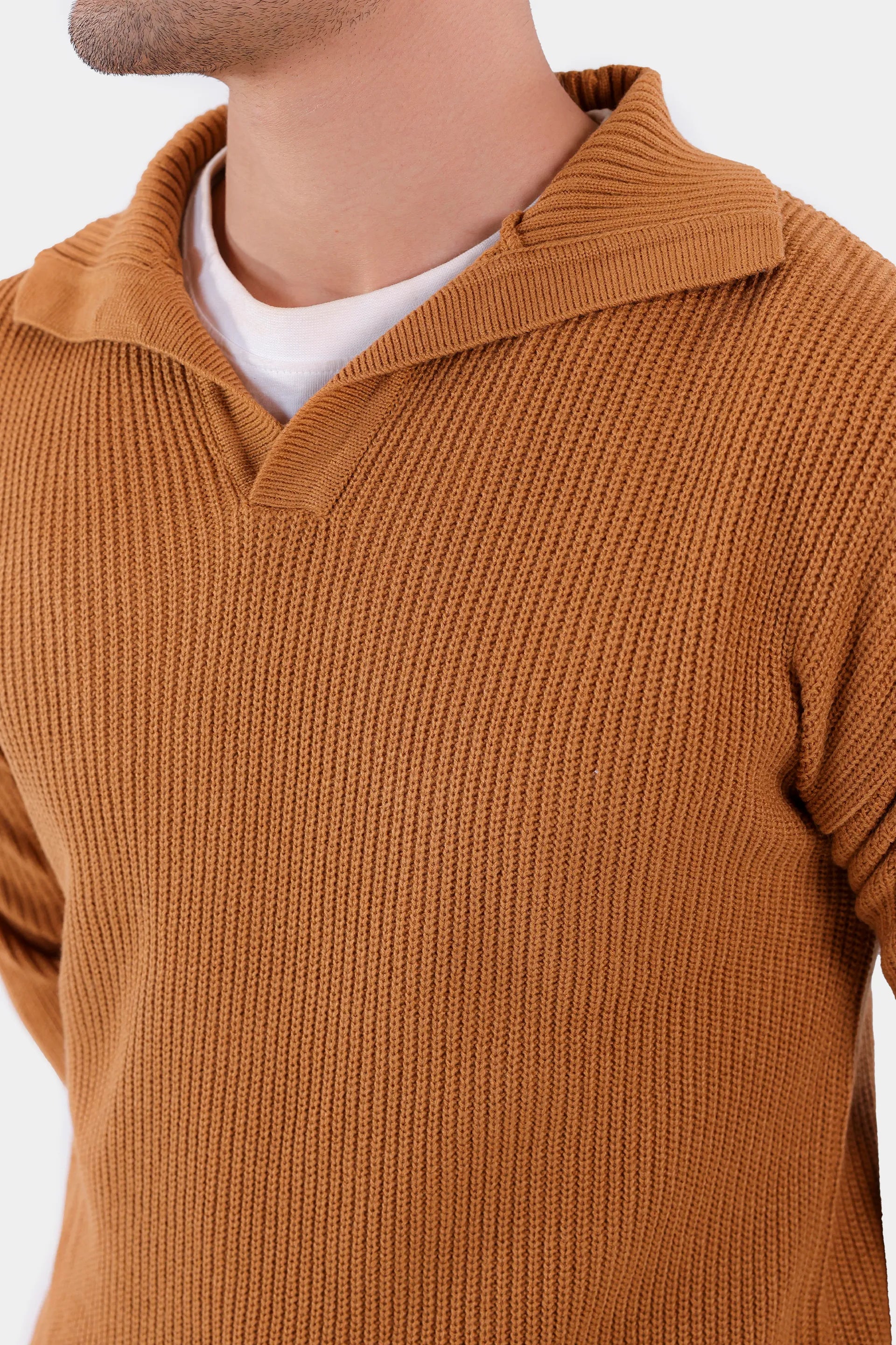 Johnny Collar Purl Knit Sweater - Cougar Clothing