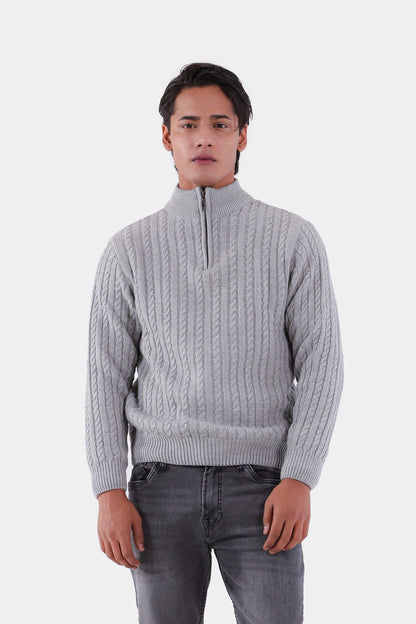 Cable Knit Quarter Sweater - Cougar Clothing