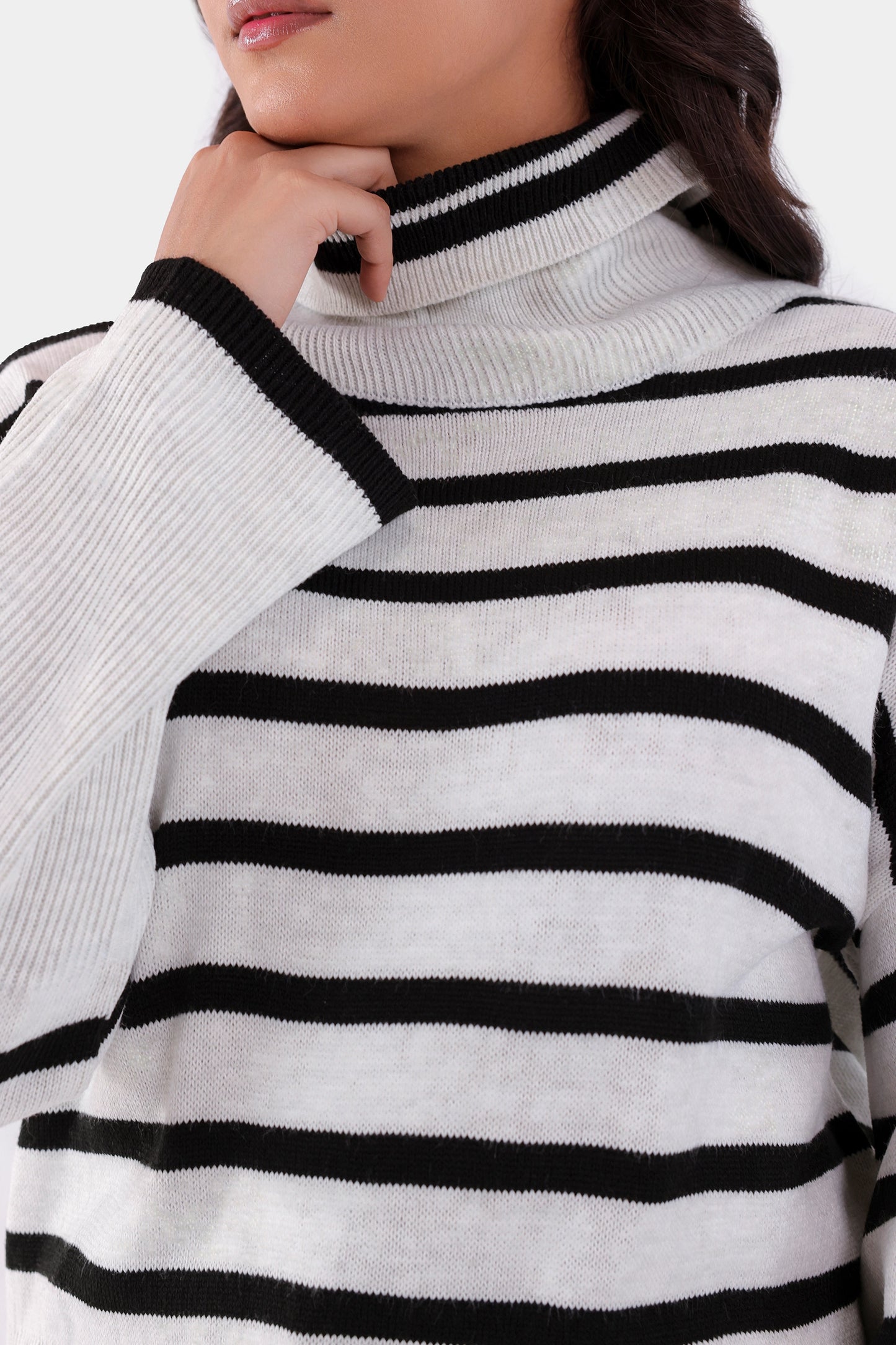 Roll Neck Striped Sweater - Cougar Clothing