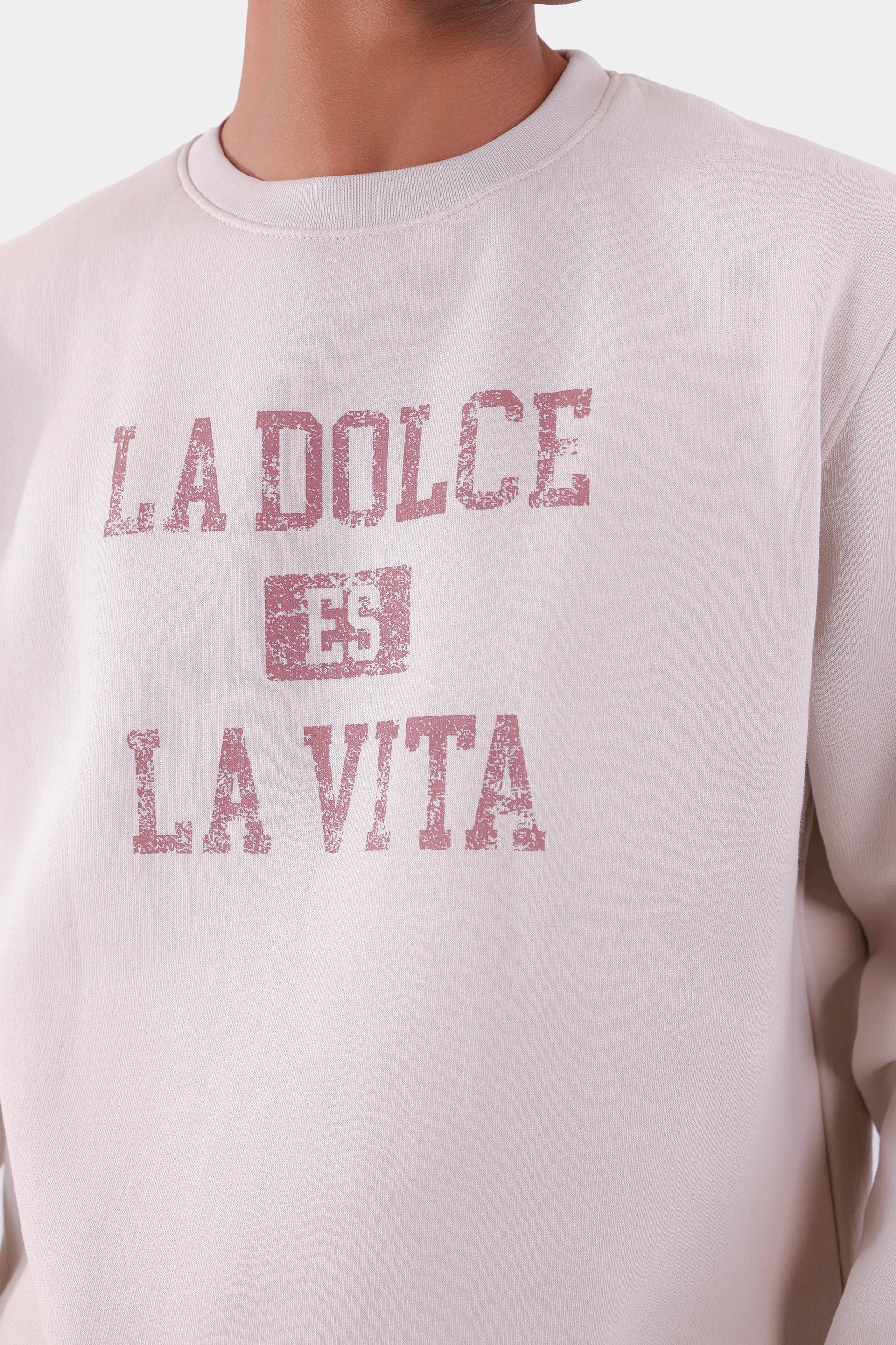 Text Print Fleece Sweatshirt - Cougar Clothing