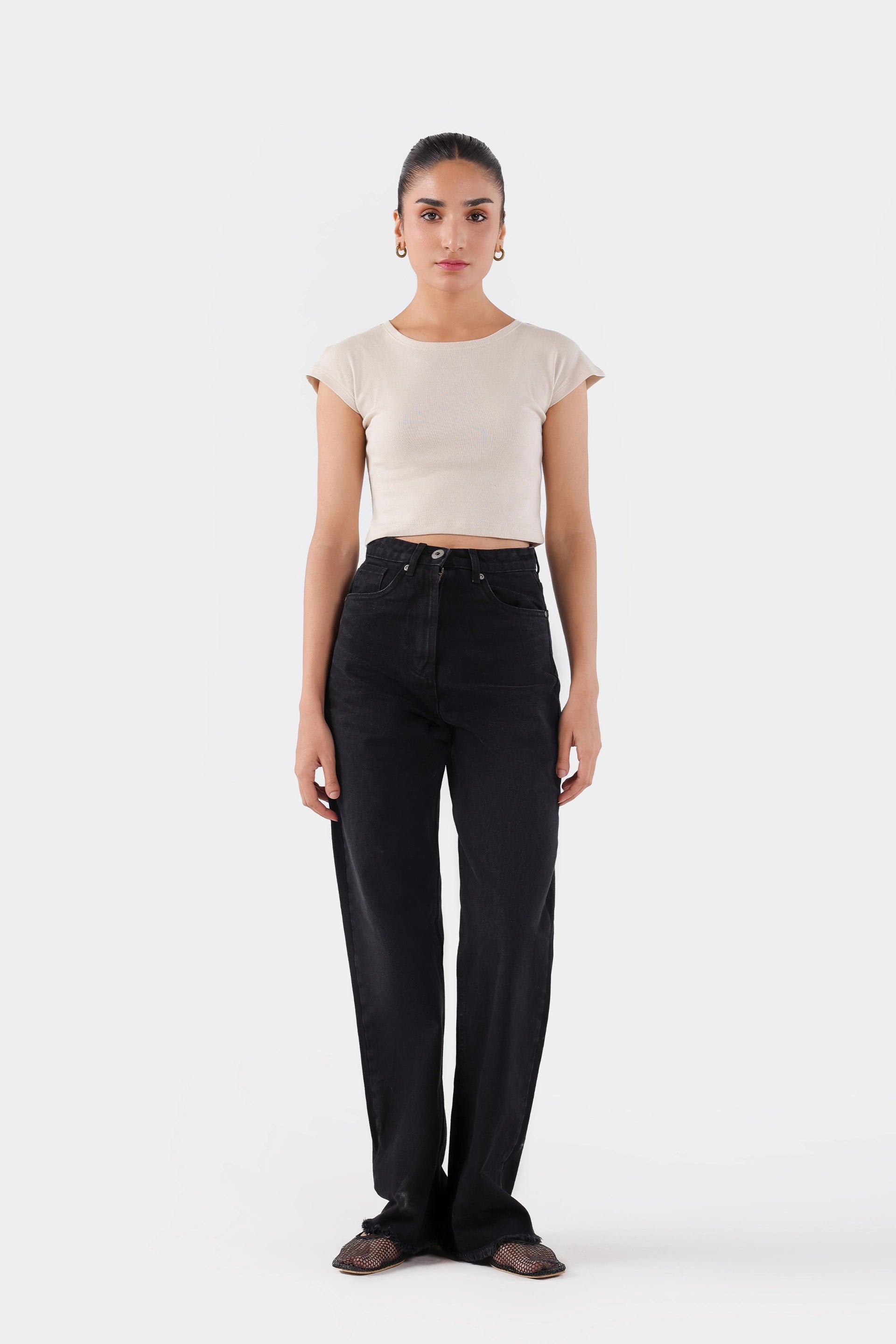 Frayed Hem Straight Fit Jeans - Cougar Clothing