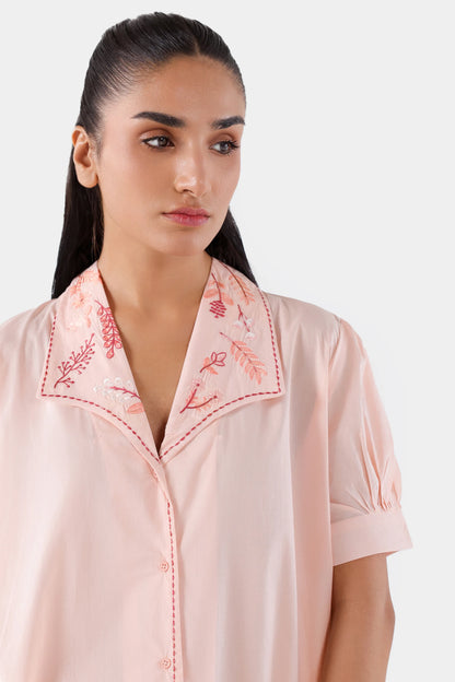 Embroidered Top With Puff Sleeves - Cougar Clothing