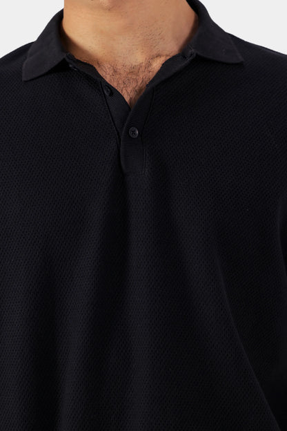 Relaxed Popcorn Knit Polo - Cougar Clothing