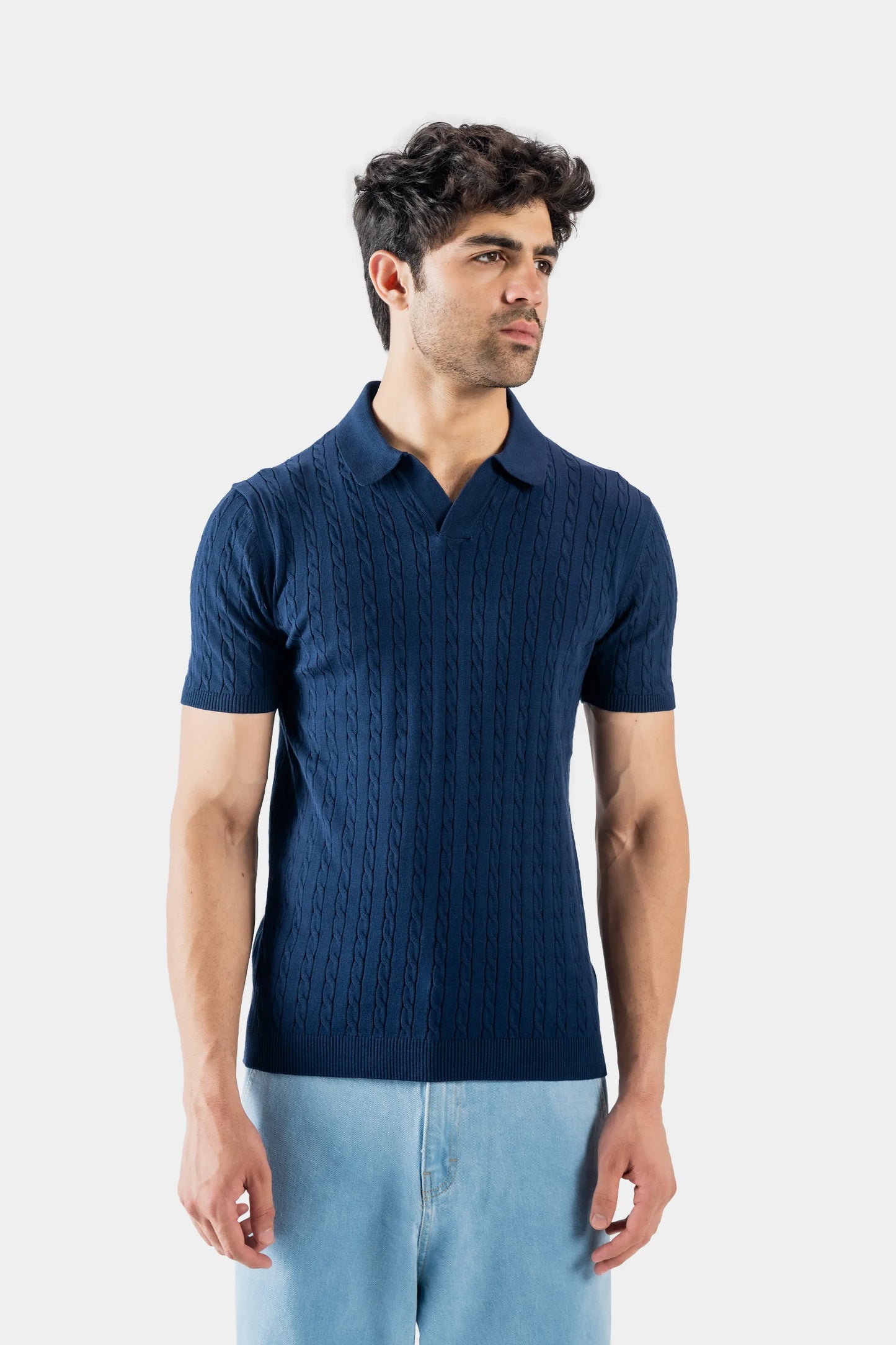 Johnny Collar Cable Knit Polo - Cougar Clothing