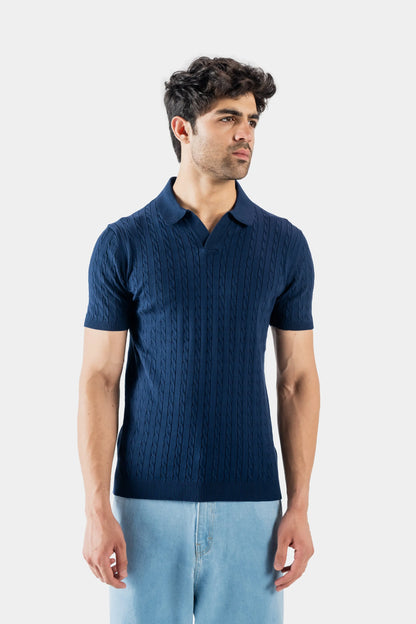 Johnny Collar Cable Knit Polo - Cougar Clothing