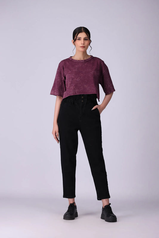 Cropped Garment Dyed T-Shirt - Cougar Clothing