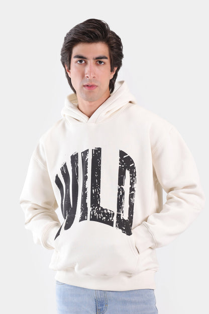 Text Print Fleece Hoodie - Cougar Clothing