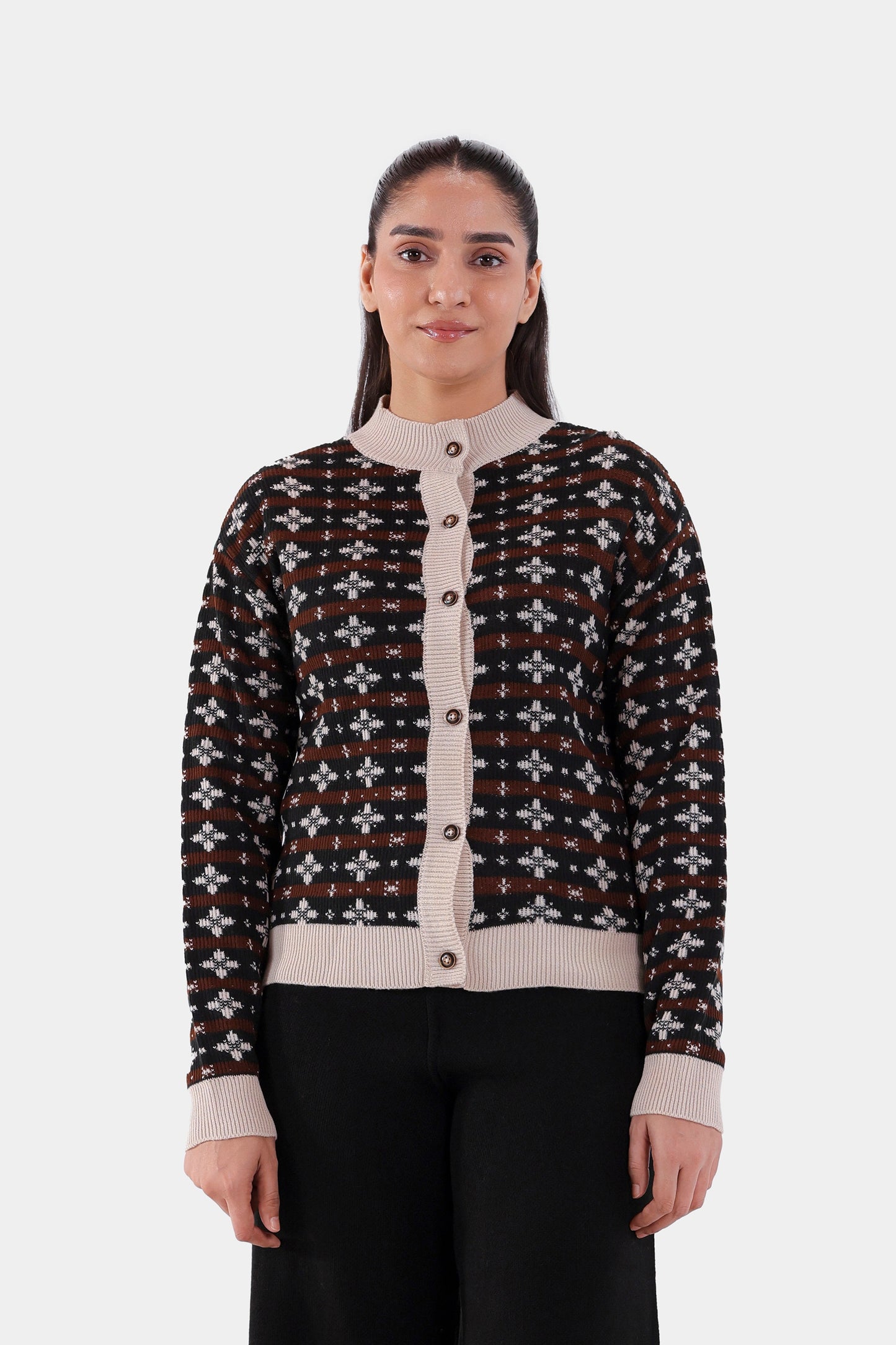 Jacquard Knit Cardigan - Cougar Clothing