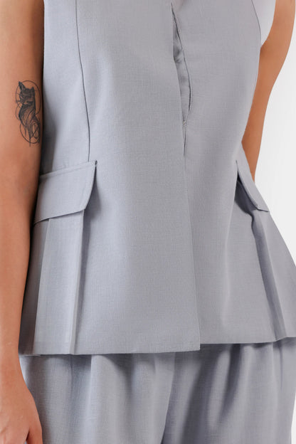 Flap Pleat-Detail Top - Cougar Clothing