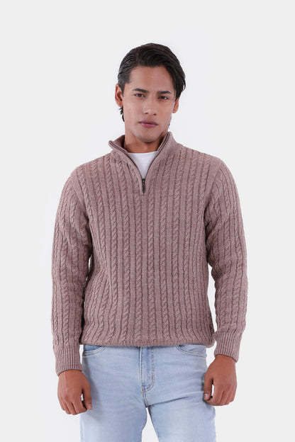 Cable Knit Quarter Sweater - Cougar Clothing