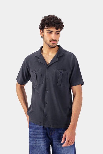 Boxy Popcorn-Knit Shirt - Cougar Clothing