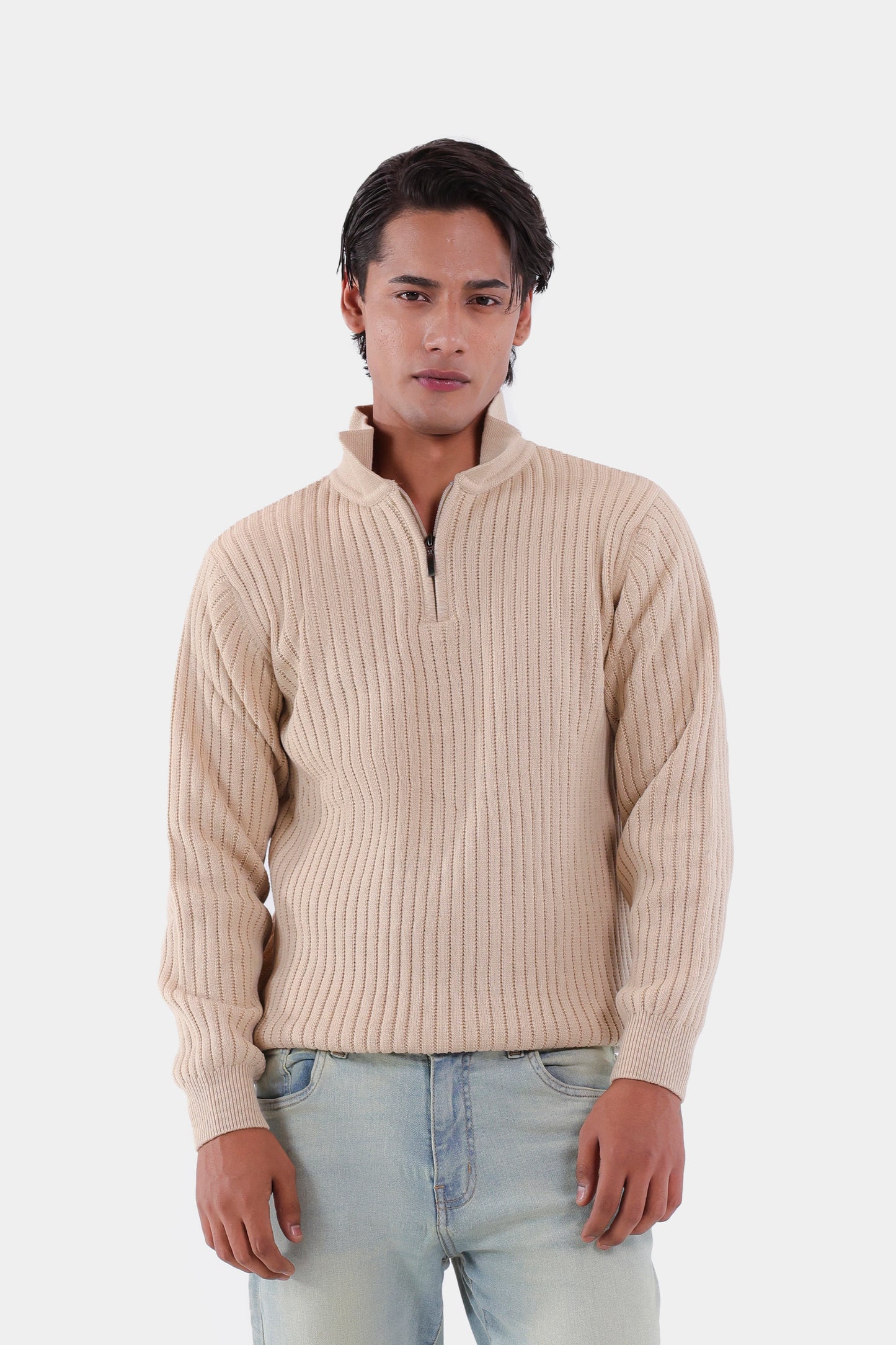 Rib Knit Quarter Sweater - Cougar Clothing