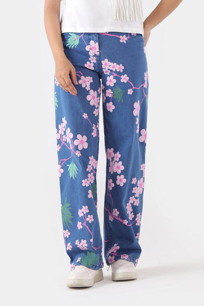 Straight Fit Printed Jeans - Cougar Clothing