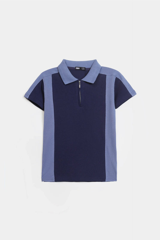 Quarter Zip Paneled Polo - Cougar Clothing
