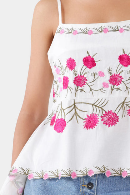 Embroidered Strappy Peplum - Cougar Clothing