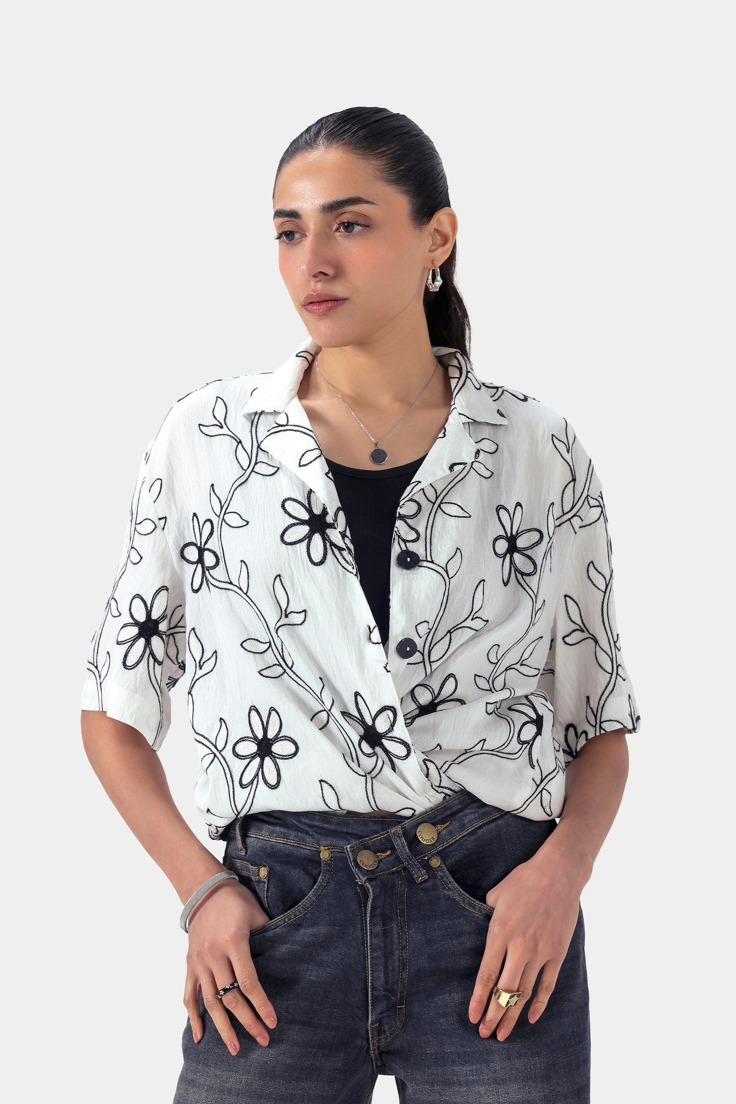 Embroidered Schiffli Shirt - Cougar Clothing