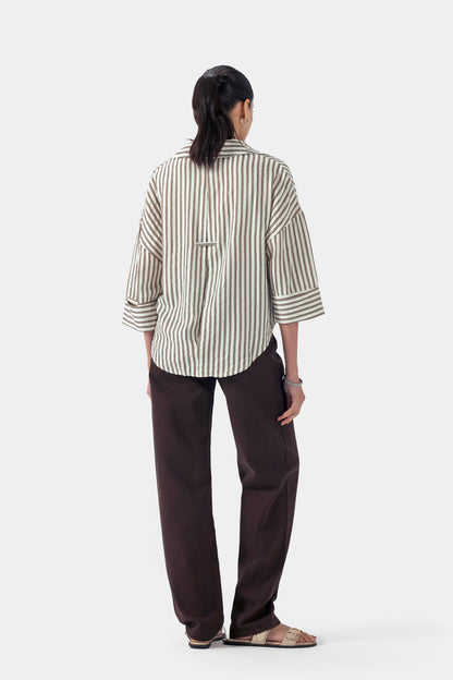 Pin-Striped Oversized Shirt - Cougar Clothing
