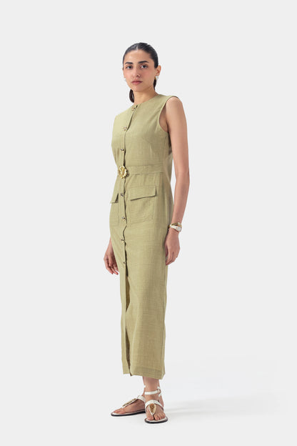 Long Dress With Buckle - Cougar Clothing