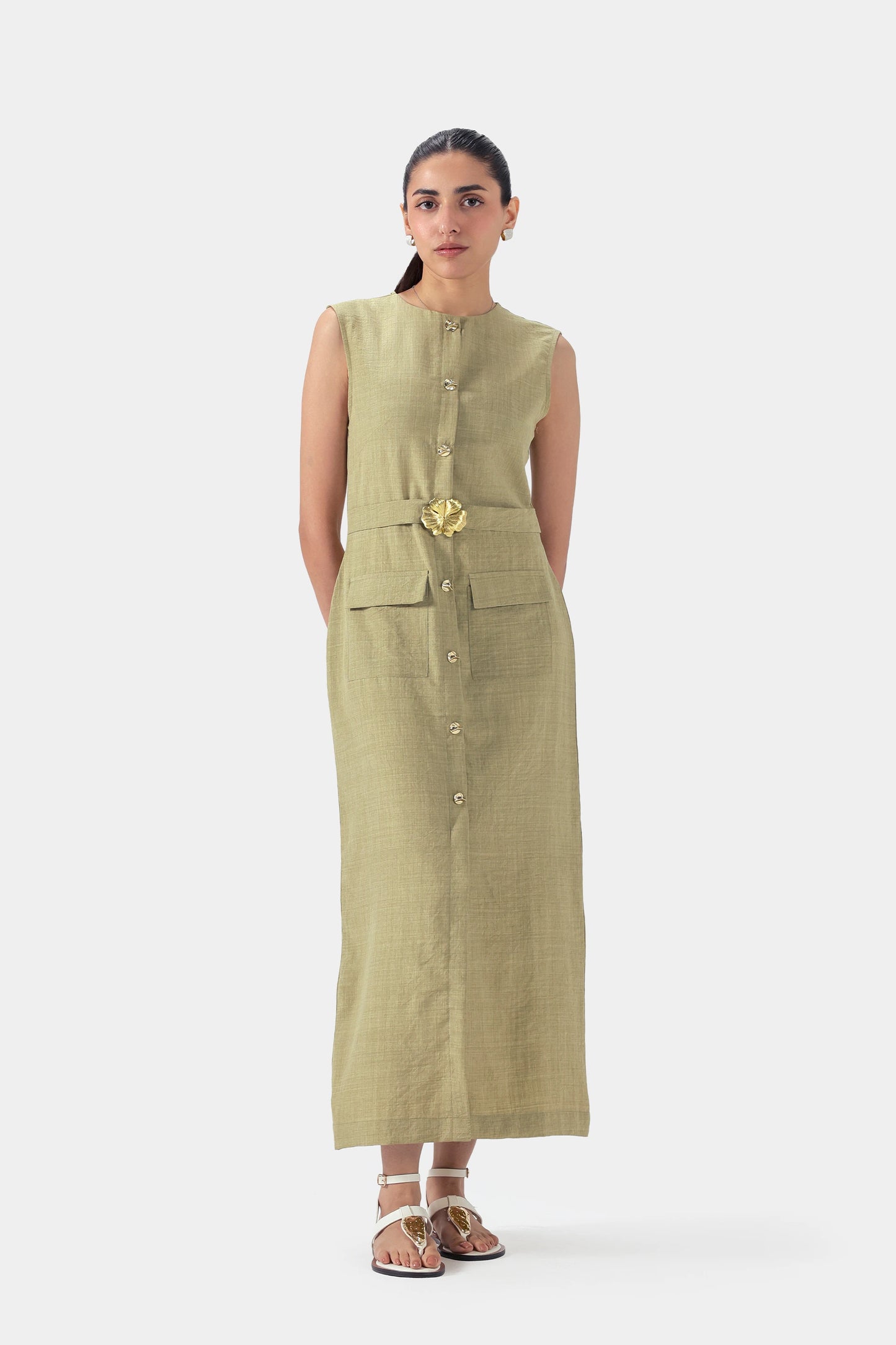 Long Dress With Buckle - Cougar Clothing