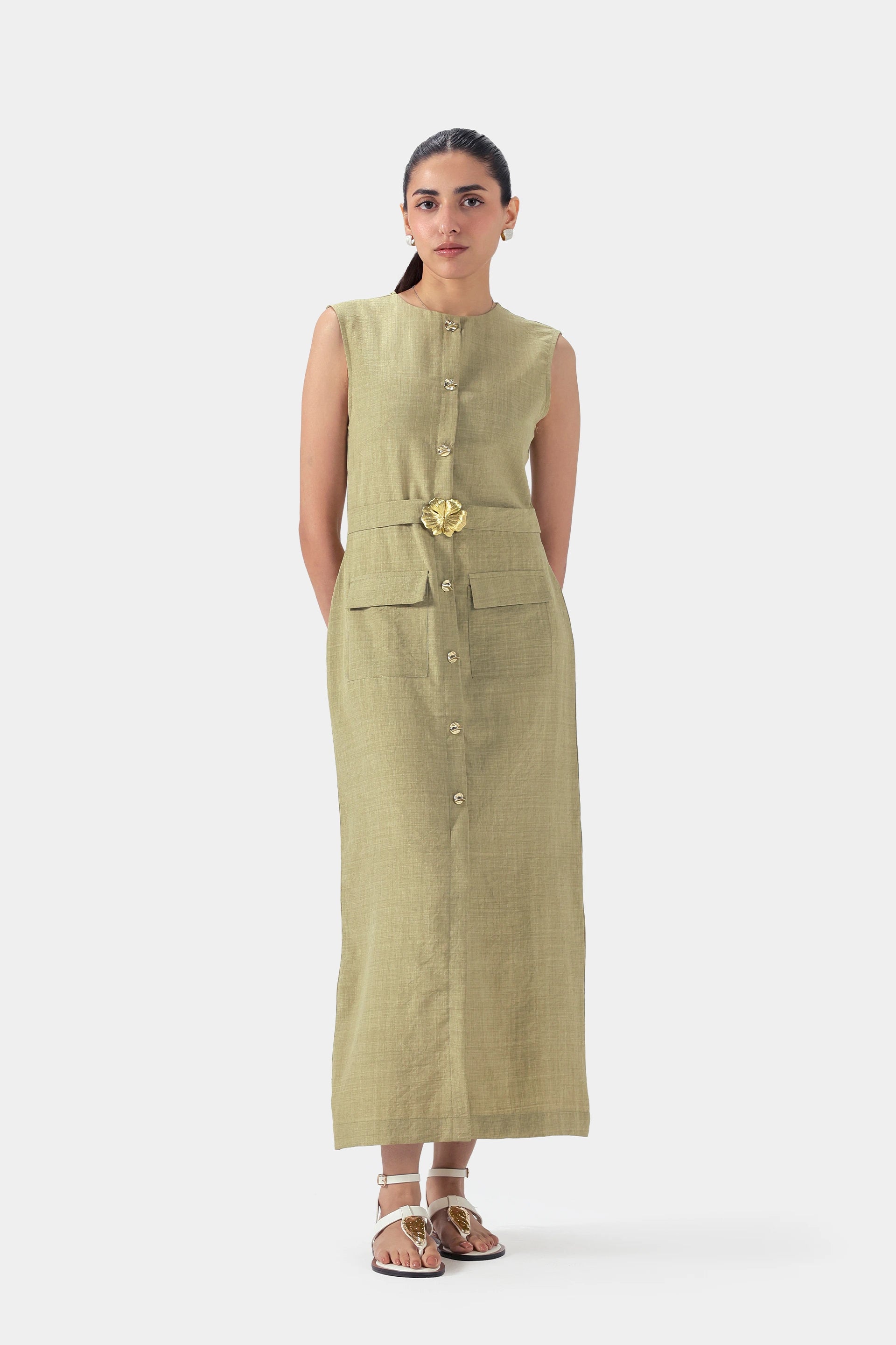 Long Dress With Buckle - Cougar Clothing