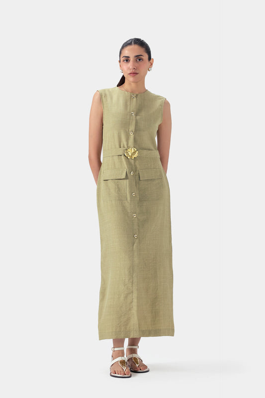Long Dress With Buckle - Cougar Clothing