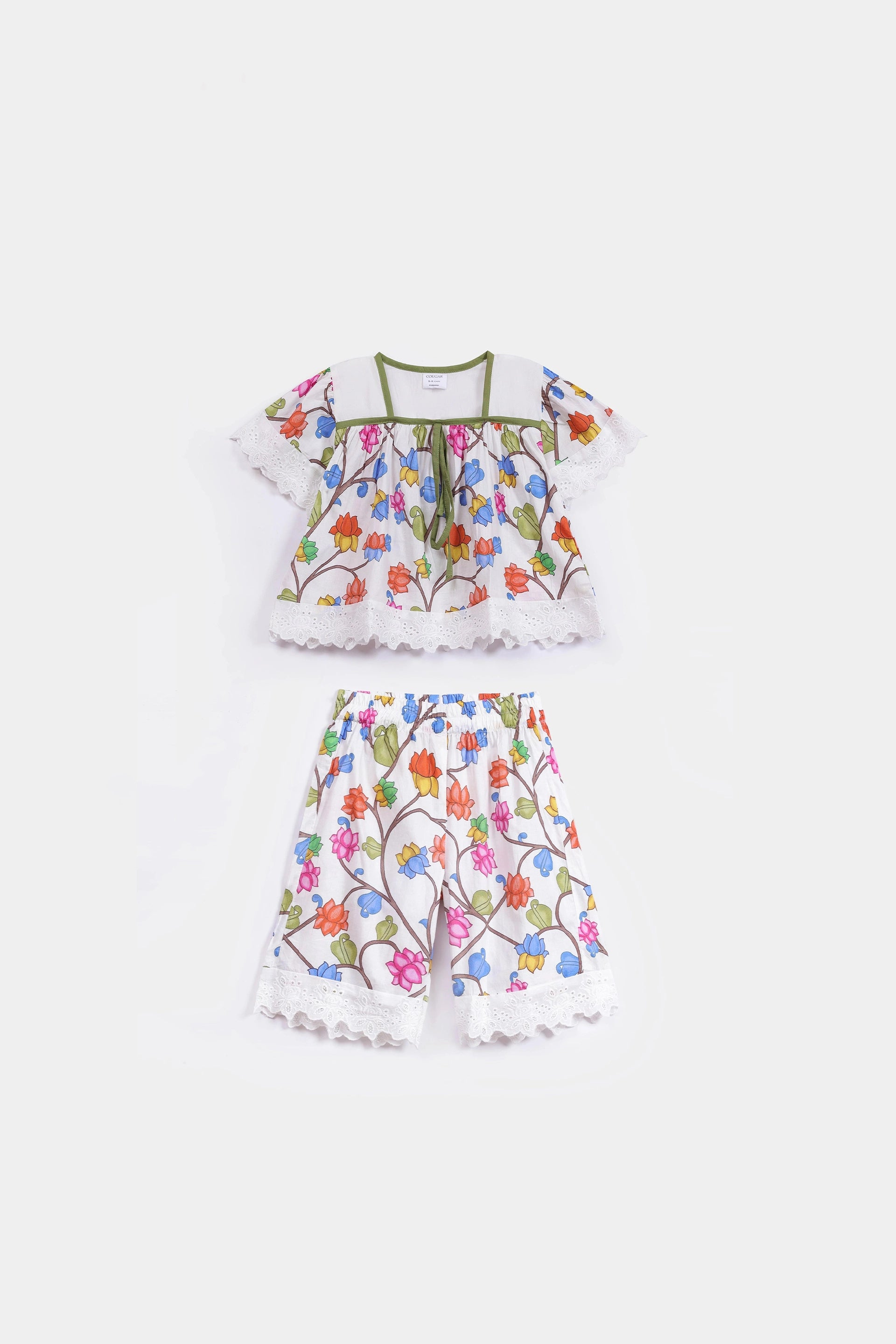 Lace Trim Printed Top - Cougar Clothing