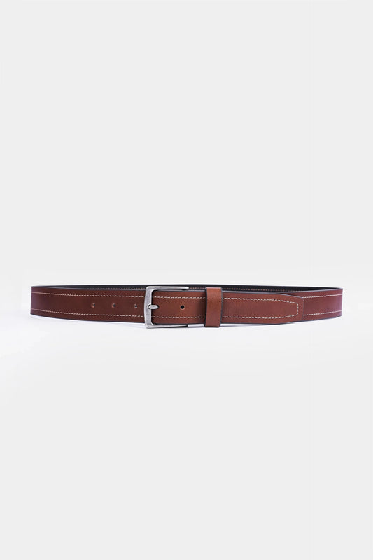 Contrast Stitch Leather Belt