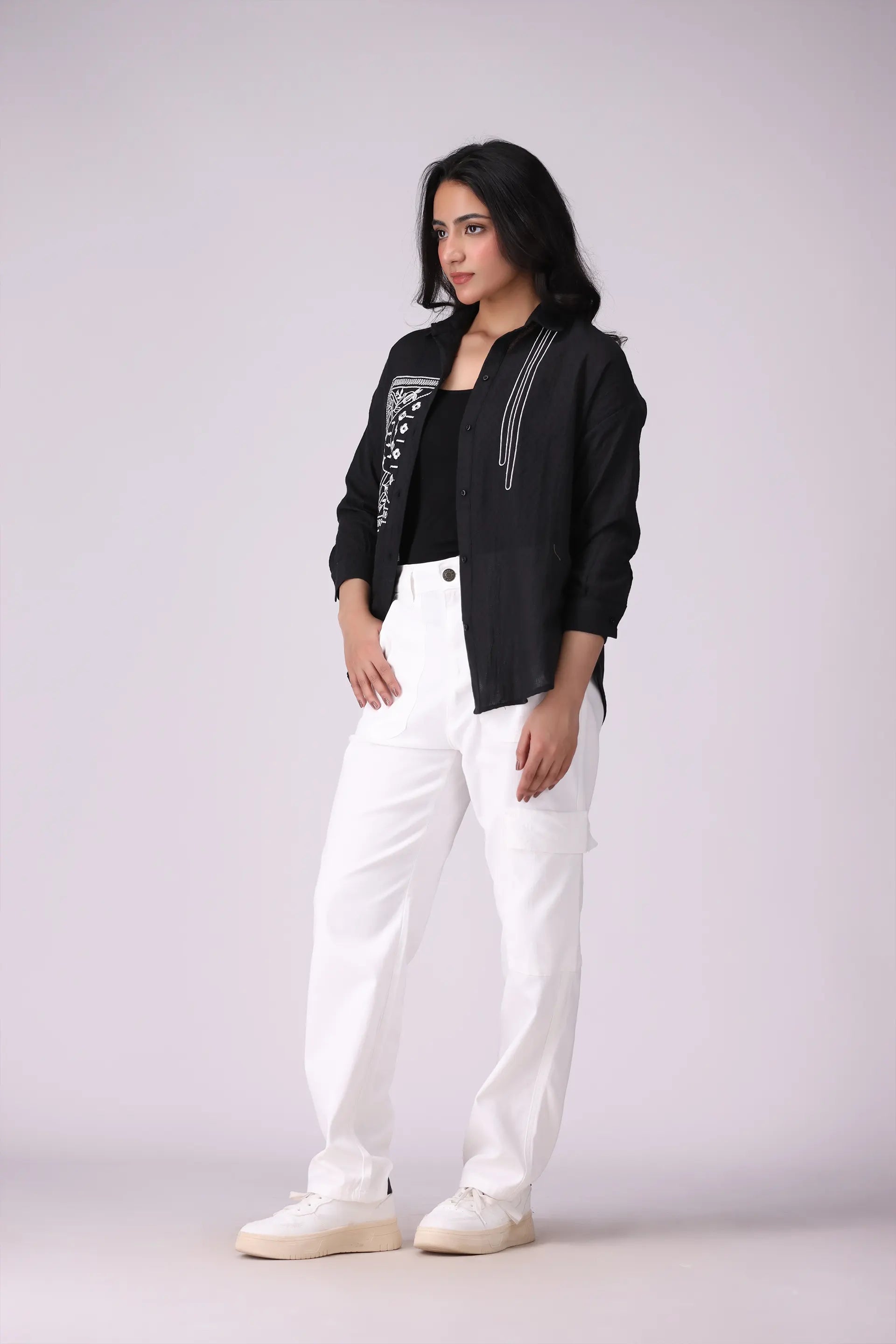 Jacquard Textured Embroidered Shirt - Cougar Clothing