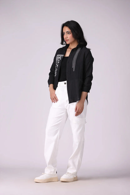 Jacquard Textured Embroidered Shirt - Cougar Clothing