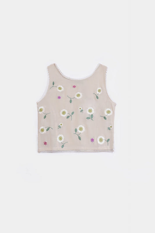 Daisy Embroidered Crop Top - Cougar Clothing