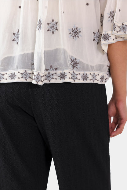 Chiffon Embroidered Blouse - Cougar Clothing